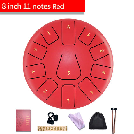 Steel Tongue Drum 8 Inch / 6 Inch 11 Notes Handpan Drum Drumstick Mallet Finger Percussion Tongue Tambourine for Meditation Yoga