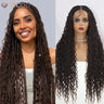 Blonde Bohemian Box Braids Wigs With Curly Hair Synthetic Braid Lace Frontal Wigs Goddess Locs Braided Wigs Burgundy Hair 32"