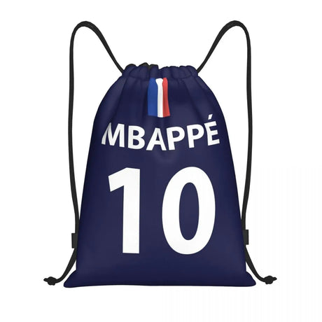 Mbappes Soccer Drawstring Backpack Women Men Sport Gym Sackpack Foldable French KM Football Shopping Bag Sack