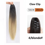 Ombre Color Straight Claw Clip On Ponytail Hair Extension Synthetic Ponytail Extension Hair For Women Pony Tail Hair Hairpiece