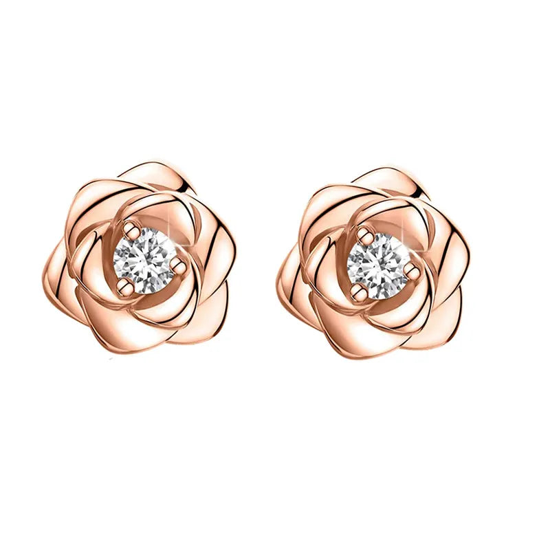 Rose Gold Hoop Earrings For Women 925 Silver Original Pave CZ Heart Ciecle Star Moon U Shape Earrings Luxury Wedding Jewelry