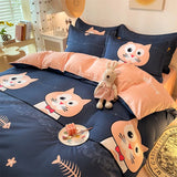 Cute Bedding Set Men Women Duvet Cover Bed Linen Washed Cotton Mirco Fiber Comforter Set Twin Queen King Couple Double Bed Sheet