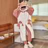 2PCS Hooded Sleepwear Thicken Warm Plush Flannel Robe Set Winter Pajamas for Couples Soft Pajama Man Cartoon Sleeping Bathrobe