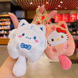 Sanrio Plush Keychain Kawaii Hello Kitty Kuromi My Melody Cinnamoroll Anime Cartoon Cute Cats 키링 Girl Plush Toys Christmas Gifts