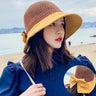 Outdoor Foldable Wide Brim Floppy Girls Straw Hat Sun Hat Beach Summer Hat UV Protect Travel Cap Lady Cap Female Bucket Hat