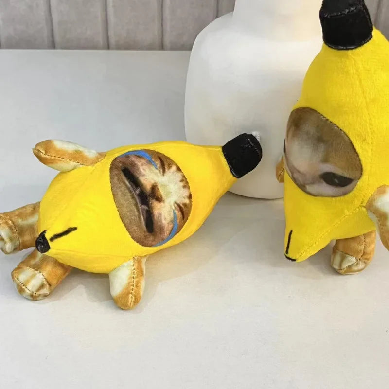 2023 Crying Banana Cat Plush Pendant Cute Banana Cat Doll With Sound Toy Keychain Car Bag Funny Pendant Keyring Gifts New