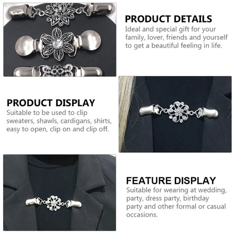 5 Pcs Alloy Sweater Clip Retro Scarf Vintage Cardigan Brooch Lapel Pin Jewelry Collar Material Miss Vest closure clips ladies