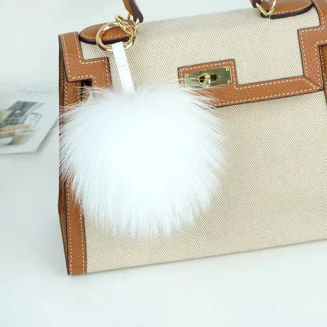 Big Size 15cm Real Fox Fur Ball Keychain Natural Raccon Fur Tassels Leather Strap Key Chain Ring Pendant For Women Charm f278