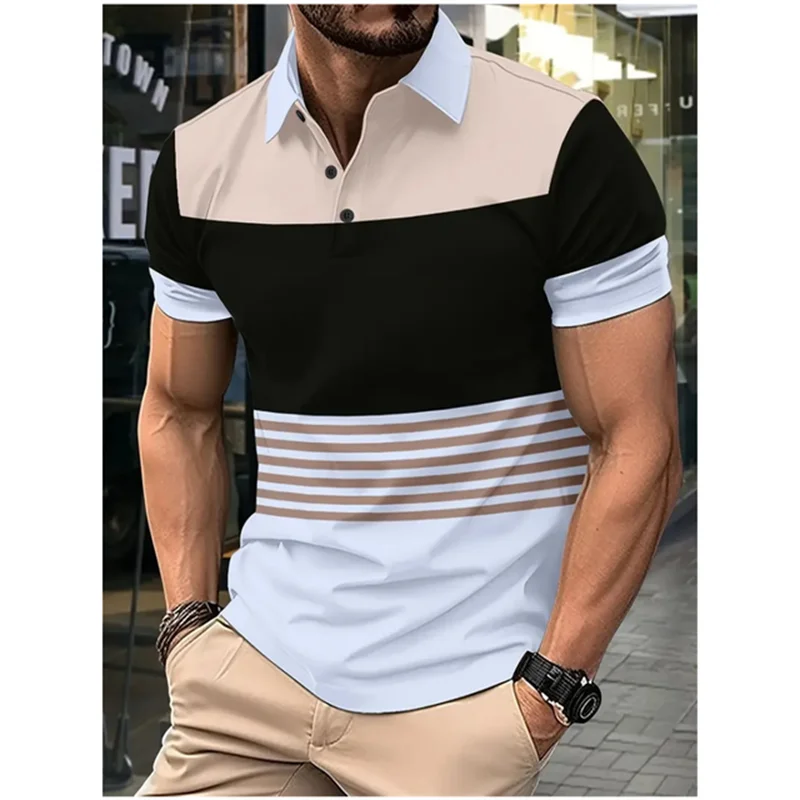 Summer New Men Polo Shirt Personalized Business Casual Polo Collar Short sleeve Top Fashion Simple Versatile Breathable Clothing