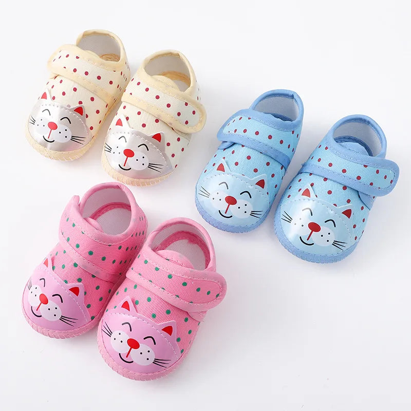 Newborn Baby Boy Girls Shoes Spring Autumn Lovely Floral Embroidery Anti-Slip Sneaker Crib Shoes Soft Cotton Cute First Walkers