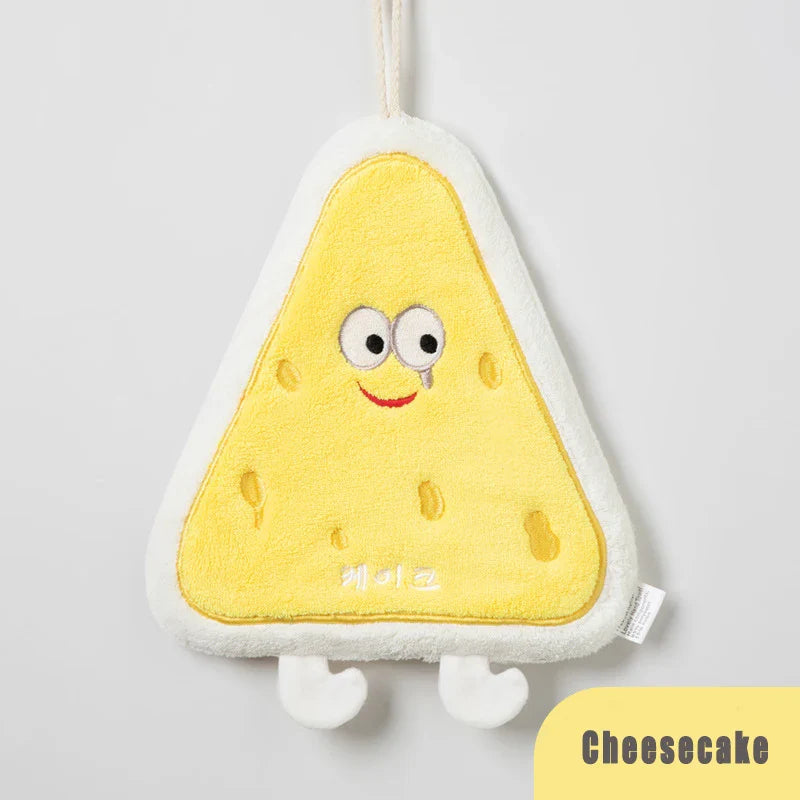 Cute Cartoon Hand Towel Hanging Style Kitchen Hand Wipe Quick Drying Cloth Three-Layer Thickened Coral Velvet Towel Handkerchief