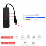 USB HUB 100Mbps 3 Ports USB 3.0 to RJ45 Lan Ethernet Adapter Wired Network Card for MacBook Laptop Computer