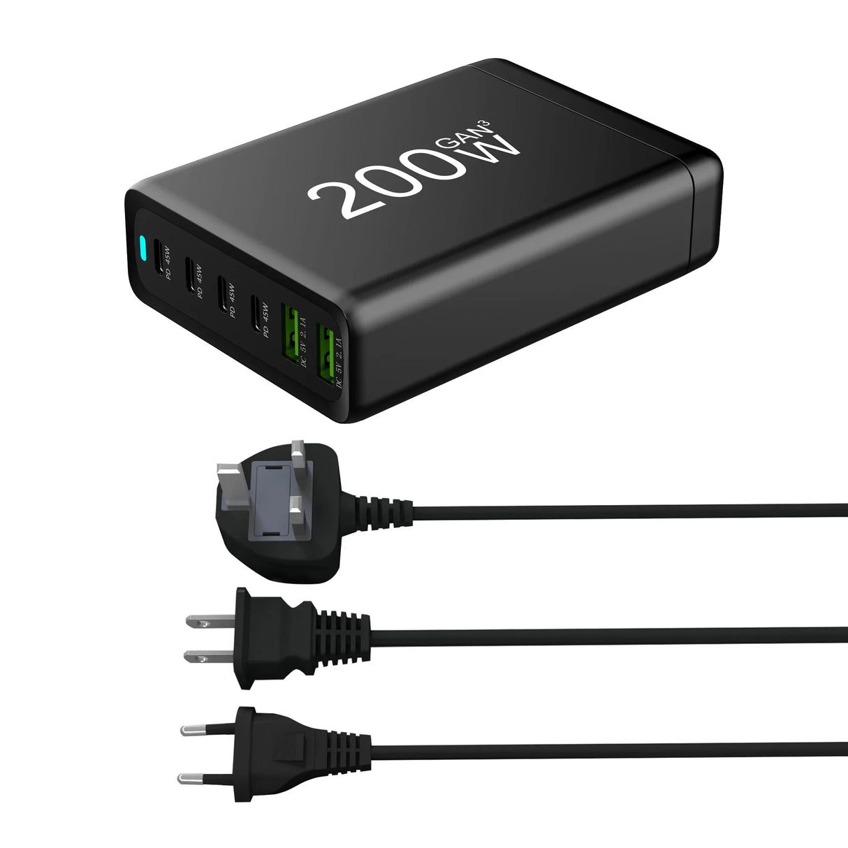 100W 120W 200W GaN Charger 6 Ports USB Type C PD Charger Quick Charge 3.0  USB Type C Quick Charger Mobile Phone USB Charger