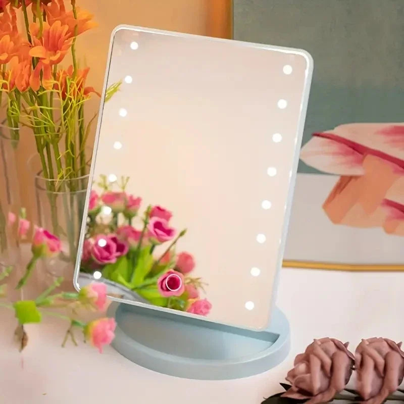 1pc-LED desktop night light makeup mirror desktop 360 degree rotating storage touch sensitive makeup mirror