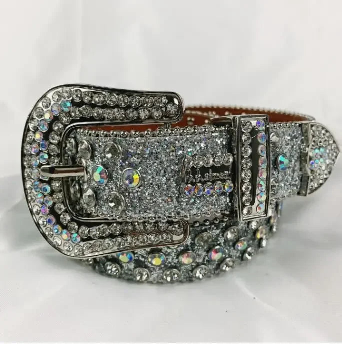 Rhinestone Belts for Women Luxury Diamond Strap Cowgirl Cowboy Bling Crystal Pin Buckle Studded Mens Belts