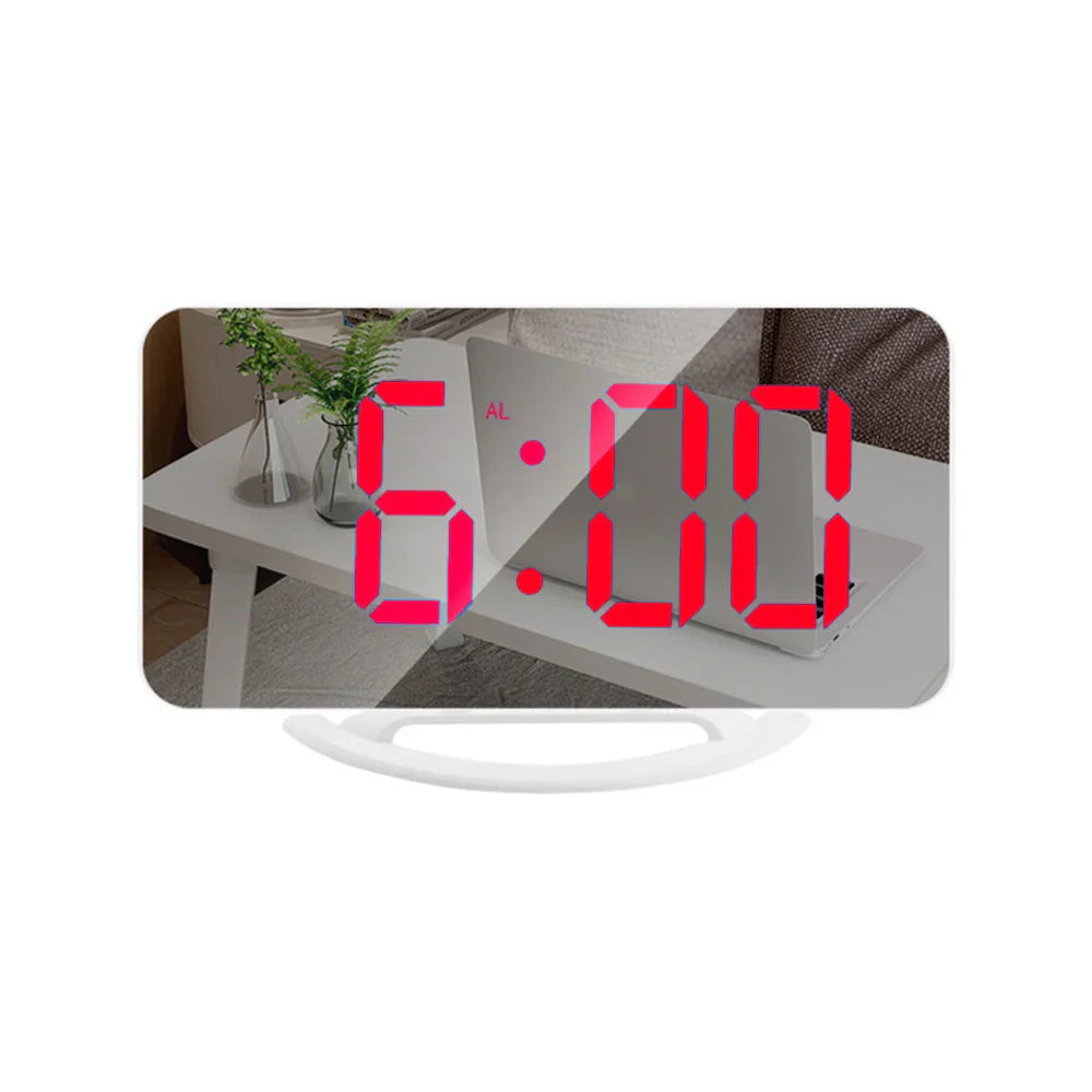 New Digital Alarm Clock 7" Large LED Mirror Electronic Clocks with Touch Snooze Dual USB Charge Desk Wall Modern Clocks Watches