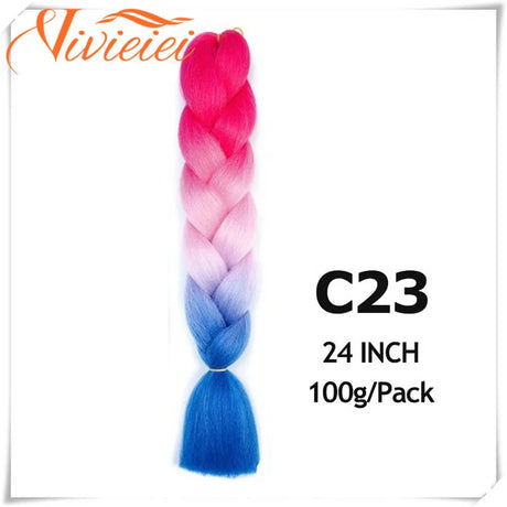 6 Pcs 24” Synthetic Braiding Hair Pink Jumbo Braids Hairstyles Purple Blue Blonde Ombre Hair Extensions For Women 100G/Pack