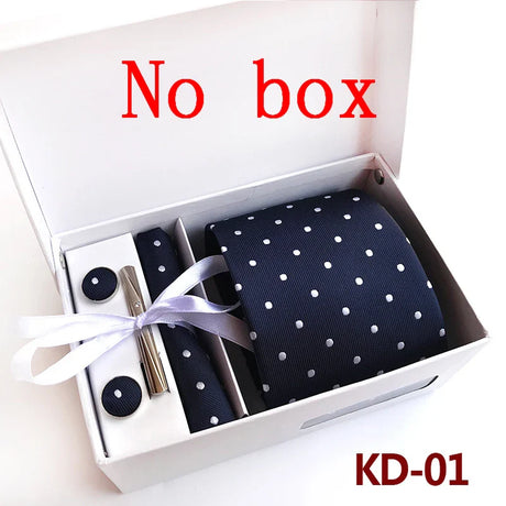 Luxury Tie Set Gift Box For Men Wedding Jacquard Necktie Square Clip Cufflinks Handkerchief Brezo Pour Teal Tie