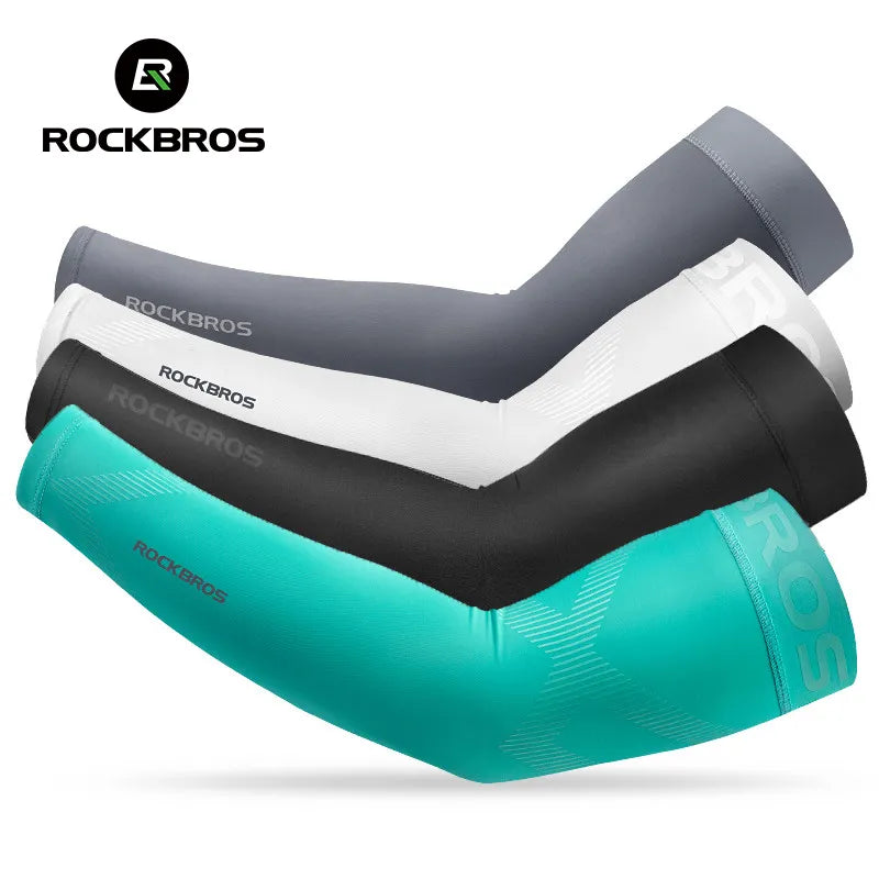 ROCKBROS Arm Sleeves UV Protection Running Jogging Armwear Ice Sleeves Basketball Cycling Sleeves Summer Outdoor Sports Safety