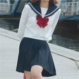 Japanese School Uniform Suit Sailor JK S-2XL Basic Cartoon Girl Navy Sailor Uniform Black sets Navy Costume Women girl costume