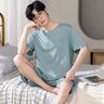 Cartoon Mens Nightwear Summer Comfortable Sleepwear Sleeping Tops Shorts 2 Pieces Pijamas Set Man Leisure Homewear Male Dropship