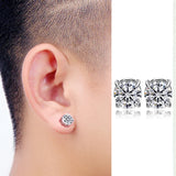 Stainless Steel Magnetic Stud Earrings Men Women Black CZ Magnet Non-piercing Clip Earring