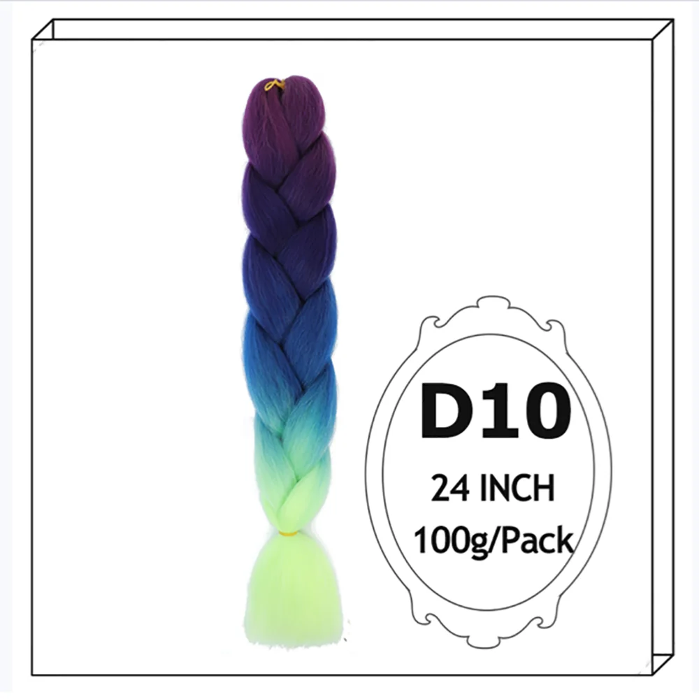 24Inch Synthetic Long Jumbo Ombre Braiding Hair For Women Colorful Braids 100g Rainbow Hair Gray Black Orange Red Yellow Blue