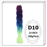 24Inch Synthetic Long Jumbo Ombre Braiding Hair For Women Colorful Braids 100g Rainbow Hair Gray Black Orange Red Yellow Blue