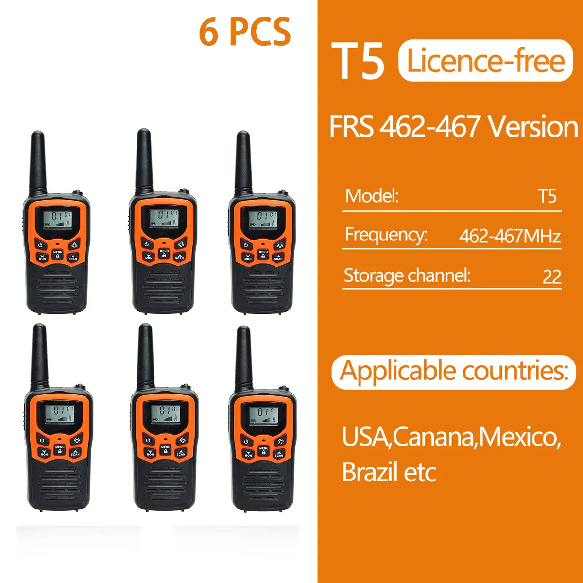 2/4/6 PCS ABBREE Walkie Talkie PMR/FRS UHF Mini Radio Up to 8 KM Range Handheld Ham Two Way Radio Communicator Transceiver