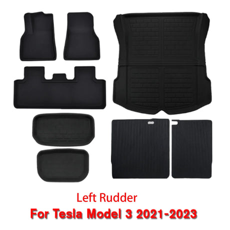 Fits Tesla Model 3 Model Y Floor Mat Luggage Mat Left Hand Drive 2017-2023 Left Right Rudder 4 Seasons Waterproof 3D Floor Liner