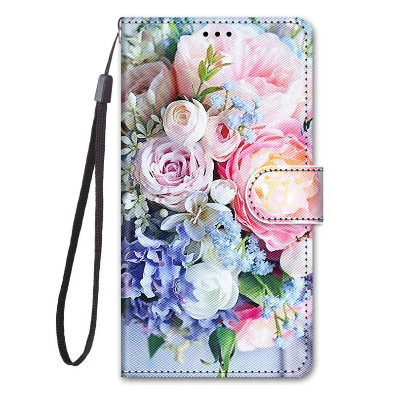 Leather Magnetic Case For Samsung Galaxy A25 A24 A14 4G A34 A54 5G SM-A256B A245F Phone Cover Flip Wallet Painted Funda Etui