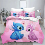 Stitch Bedding Set Cute Printed Cartoon Quilt Cover Duvet Cover Comforter Sets King Size 100% Polyester