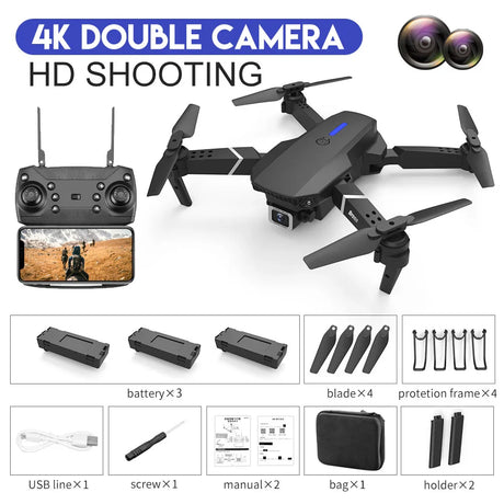 2023 New Quadcopter E88 Pro WIFI FPV Drone With Wide Angle HD 4K 1080P Camera Height Hold RC Foldable Quadcopter Dron Gift Toy