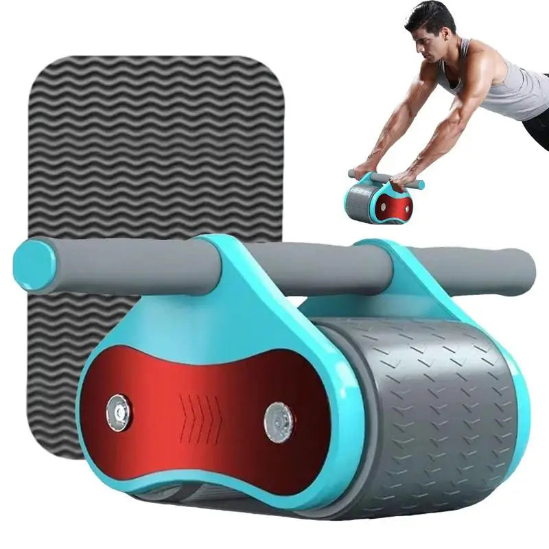 Automatic Rebound Ab Roller Wheel Double Wheel Ab Roller Exercise Equipment Fitness Machine With Detachable Handle & Knee Pad