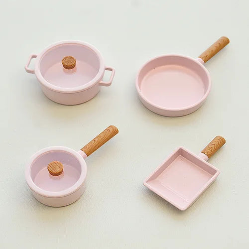 1/6 Dollhouse Miniature Kitchen Mini Frying Pan Soup Pot Simulation Cooking Utensils for Blyth BJD Doll Accessories Toy