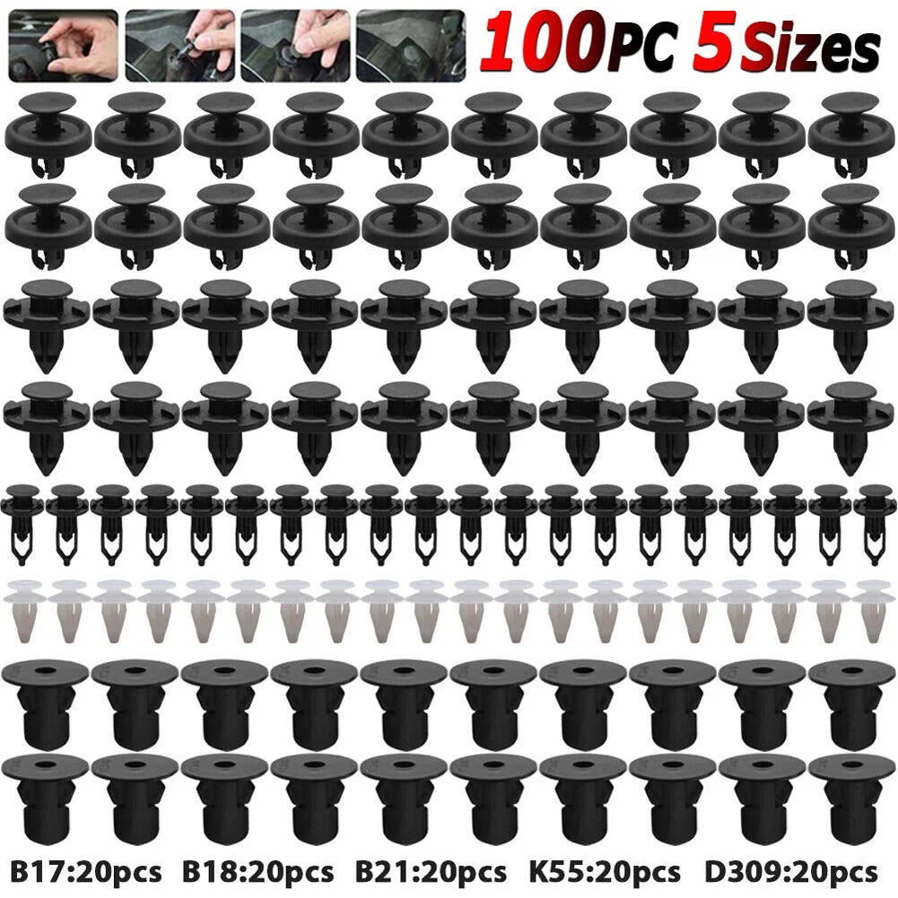 100pcs For Toyota Engine Cover Inner Fender Bumper Clips Auto Accessories Screw Rivets 7 8 9mm Hole Automotive Goods