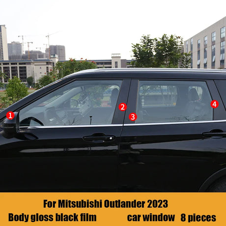 For Mitsubishi Outlander 2023 Black Samurai Car Body Sticker Zhongwang Car Logo Headlamp Center Pillar Blackening Special Film