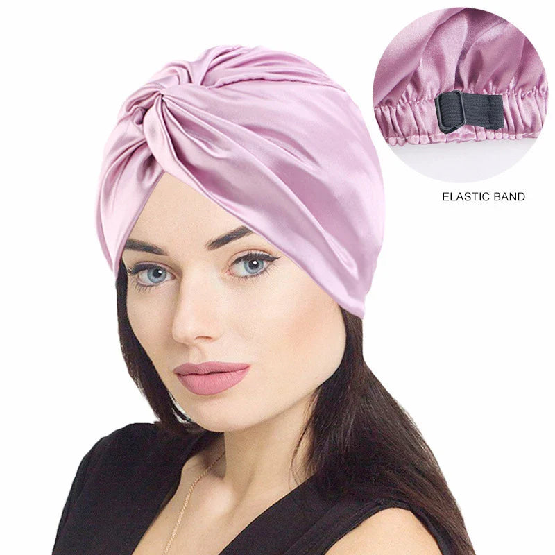 New Women Satin Sleep Night Cap Adjustable Double Layer Nightcap Twist Turban Cap Bandana Beauty Chemo Caps Bonnet Hair Care Hat