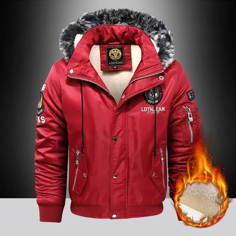 Plush Thickened Men's Jacket Winter Casual Cotton Jacket Warm Hooded Fashionable Windproof Large Cotton Jacket for Men