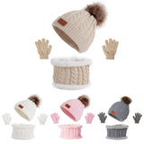 3PCS Set Cute Wool Pompom Baby Hat Scarf Glove Children Cap Warm Autumn Winter Hats For Kids Boys Girls Knitted Beanie Caps Hot