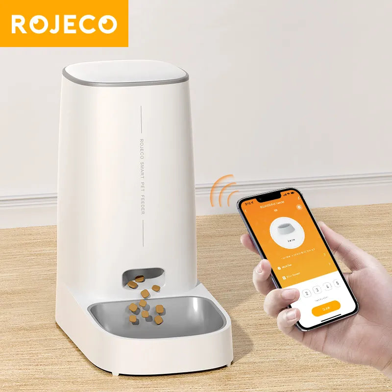 ROJECO Automatic Cat Feeder Pet Smart WiFi Cat Food Kibble Dispenser Remote Control Auto Feeder For Cat Dog Dry Food Accessories