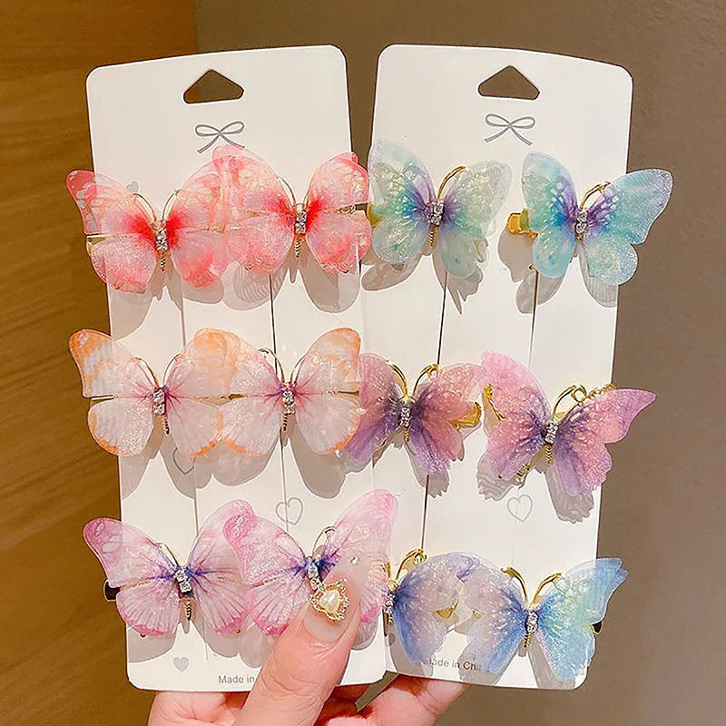 1pc Random Colorful Butterfly Hairpins Girl Hair Clips Barrettes Women Sweet Hair Ornament Rainbow Headwear Fashion Hair Accesso