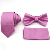 5 Pcs Slim Plaid Tie Set Polyester Pink Blue Necktie Bowtie Cufflink Brooch For Groom Suit Wedding Cravat Shirt Accessory Gift