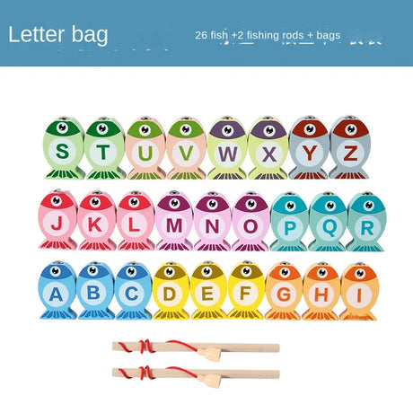 Wooden Alphanumeric Cognitive Early Education Magnetic Fishing Toys for Boys and Girls Children Parent-child Interactive Games