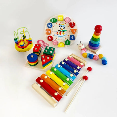 Montessori Wooden Toys Baby Educational Toy Childhood Learning Kids Baby Colorful Wooden Blocks For Children Christmas Gift