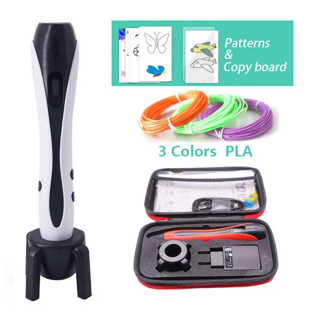 Versatile 3D Printing Pen Set with 20 Vibrant Filament Colors, Free Pattern Templates, and Travel Case