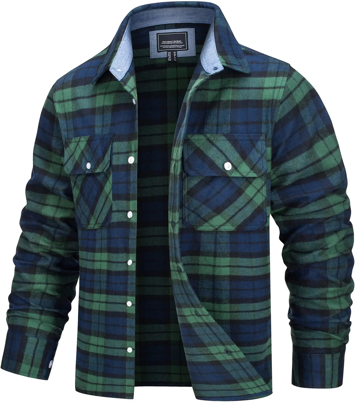 TACVASEN Oversize Lightweight Shirt Jacket Button Down Cotton Plaid Shirts Mens Long Sleeve Streetwear Flannel Shirts W/ Pockets