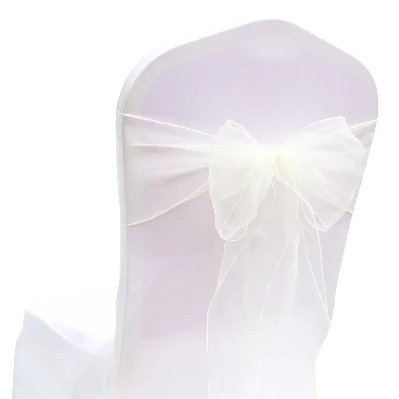 10/50/100Pcs Organza Chair Sashes Knot Bands Chair Bows For for Wedding Party Banquet Event Country Wedding Chair Decoration