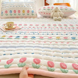 1pc Winter Milk Velvet Thickened Warm Bed Sheet Bedspread Single Double Soft Thin Fold Mattress Toppers Tatami Floor Quilted Mat