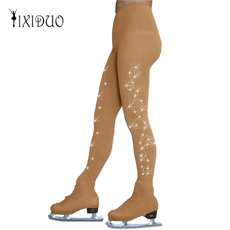 Rhinestone Figure Skating Pants Pantyhose Adult Children Gymnastics Leotard Ice Skating Pant Socks Girls Tights Fitness Leggings